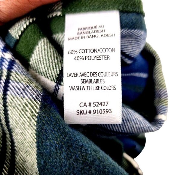 Mountain Ridge Men's Super Soft Flannel Shirt Green & Blue Plaid Size XL - Picture 10 of 10